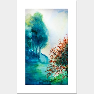 Watercolor autumn landscape 1 Posters and Art